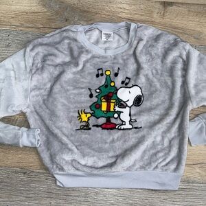Gray Snoopy Christmas Sweatshirt Womens Xs new
